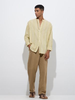 ETA Yellow Stripe Detailed Relaxed-Fit Cotton Shirt