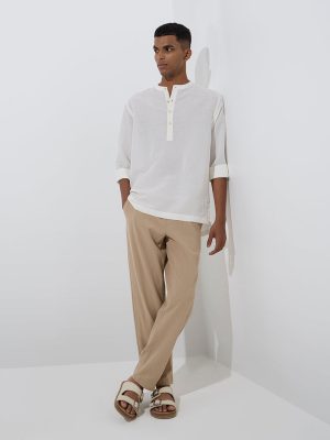 ETA Off-White Solid Relaxed-Fit Shirt