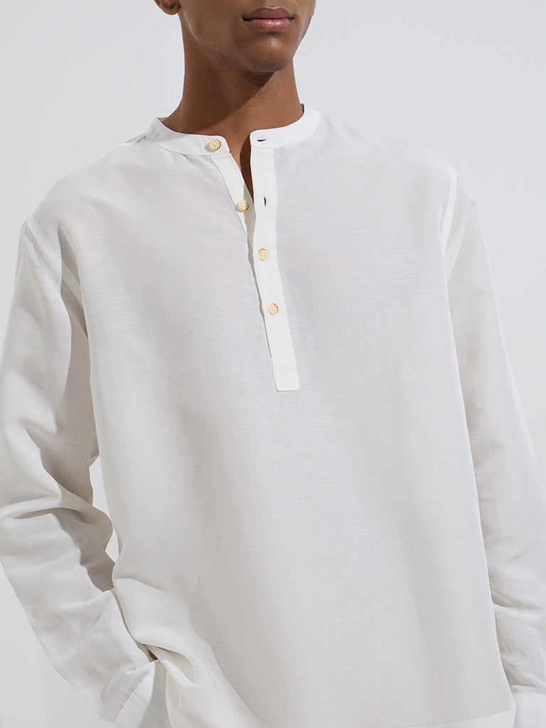 ETA Off-White Solid Relaxed-Fit Shirt - Image 4