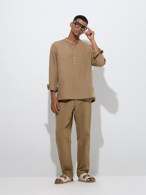 ETA Taupe Solid Relaxed-Fit Shirt