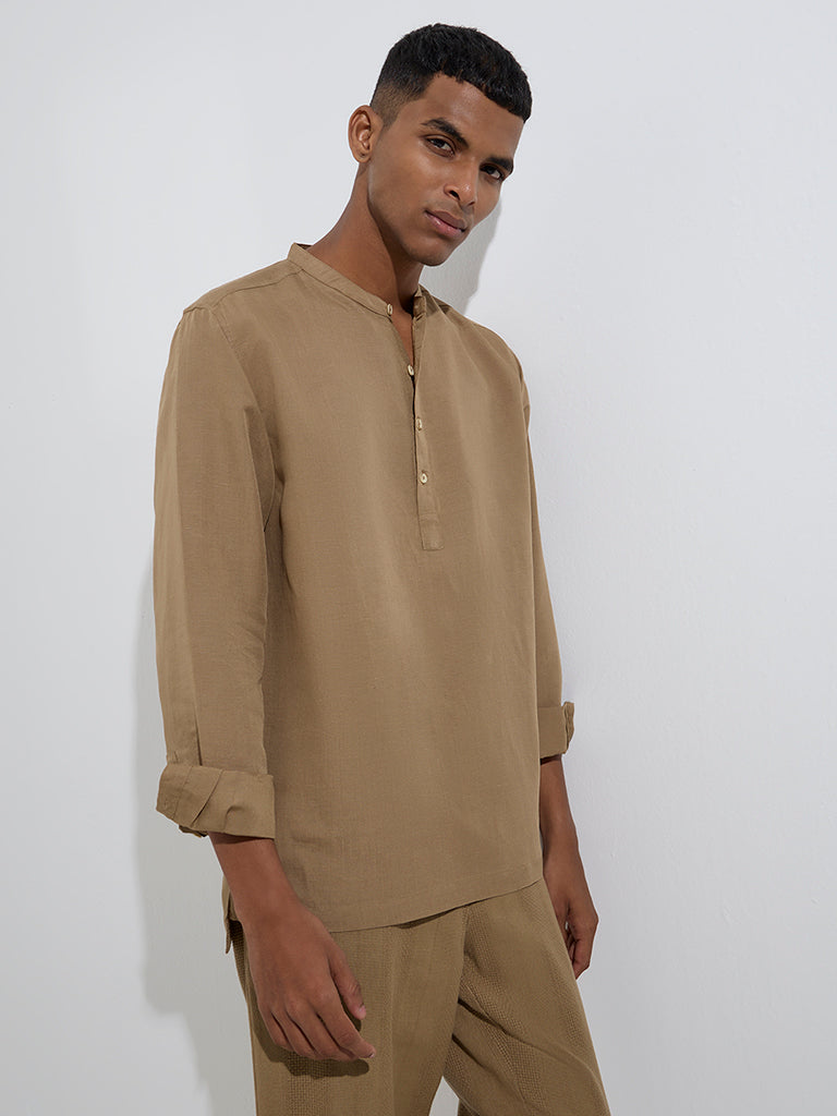 ETA Taupe Solid Relaxed-Fit Shirt - Image 3
