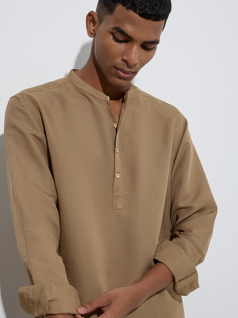 ETA Taupe Solid Relaxed-Fit Shirt - Image 4