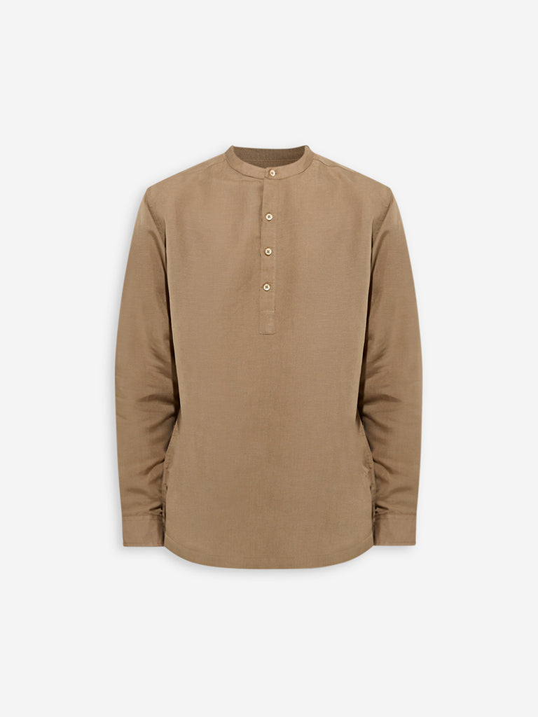 ETA Taupe Solid Relaxed-Fit Shirt - Image 6