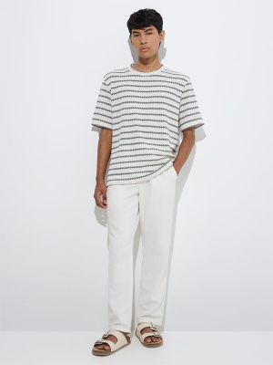 ETA White Knit-Textured Relaxed-Fit T-Shirt