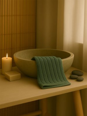 Westside Home Green Self-Striped Hand Towel