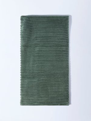 Westside Home Green Self-Striped Bath Sheet