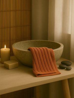 Westside Home Rust Self-Striped Hand Towel