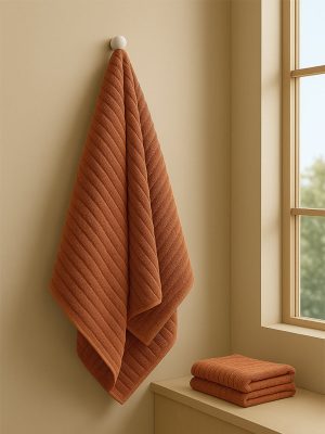 Westside Home Rust Self-Striped Bath Towel