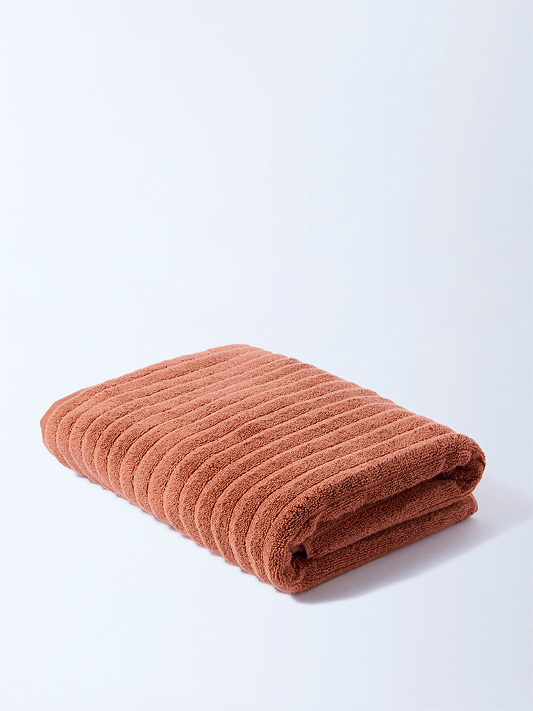 Westside Home Rust Self-Striped Bath Towel - Image 4
