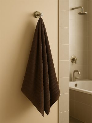 Westside Home Dark Brown Self-Striped Bath Towel