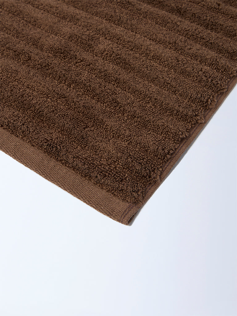 Westside Home Dark Brown Self-Striped Bath Towel - Image 3