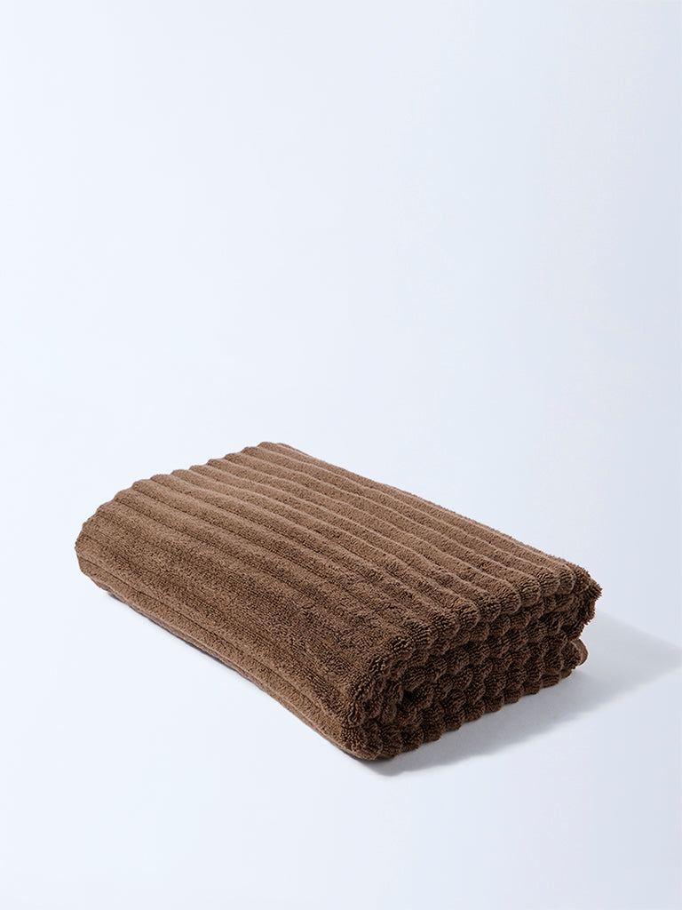 Westside Home Dark Brown Self-Striped Bath Sheet - Image 2