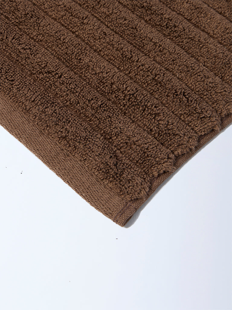 Westside Home Dark Brown Self-Striped Bath Sheet - Image 3