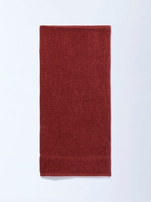 Westside Home Dark Rust Self-Striped Bath Towel