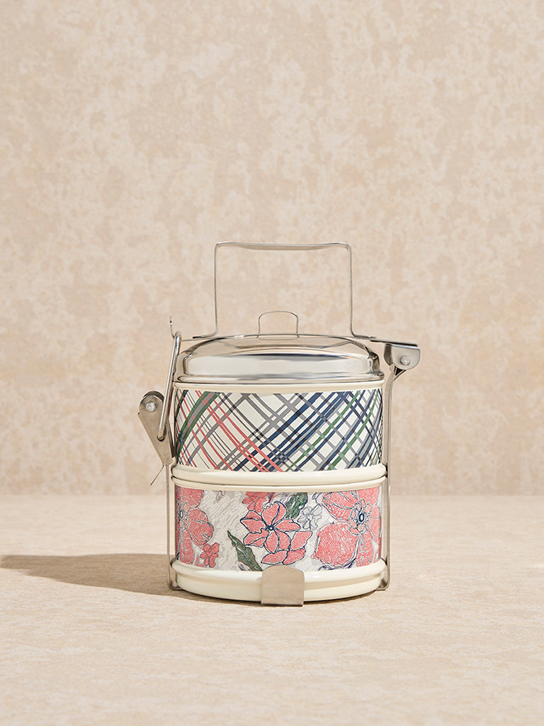 Westside Home Multicolour Floral Design Two-Tiered Tiffin Dabba