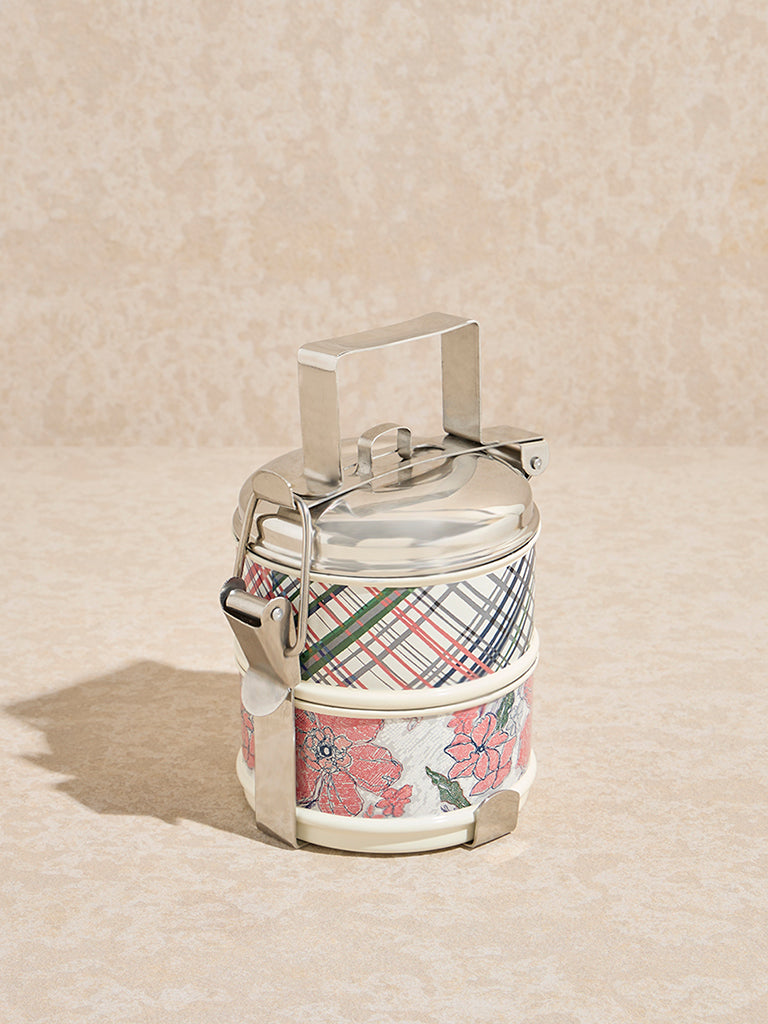 Westside Home Multicolour Floral Design Two-Tiered Tiffin Dabba - Image 2