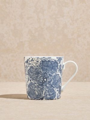 Westside Home Dusty Blue Floral Design Devonia Mug