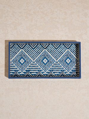 Westside Home Blue Geometric Design Lettering Tray