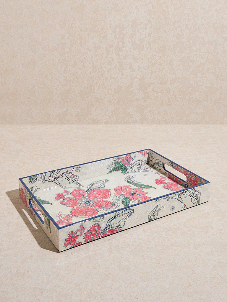 Westside Home Multicolour Floral Printed Large Serving Tray - Image 2