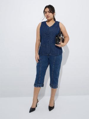 Gia Blue Relaxed-Fit Mid-Rise Capri Jeans