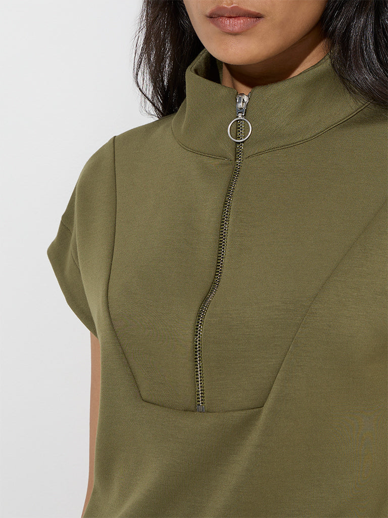 LOV Olive Solid Quarter Zip Top - Image 3