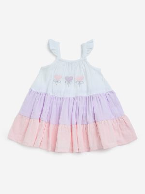 HOP Baby Multicolour Colour-Blocked Tiered Cotton Dress