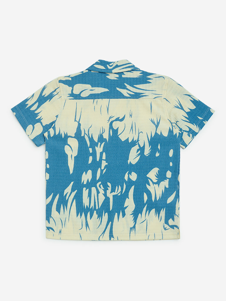 Y&F Kids Blue Abstract Design Resort-Fit Shirt - Image 2