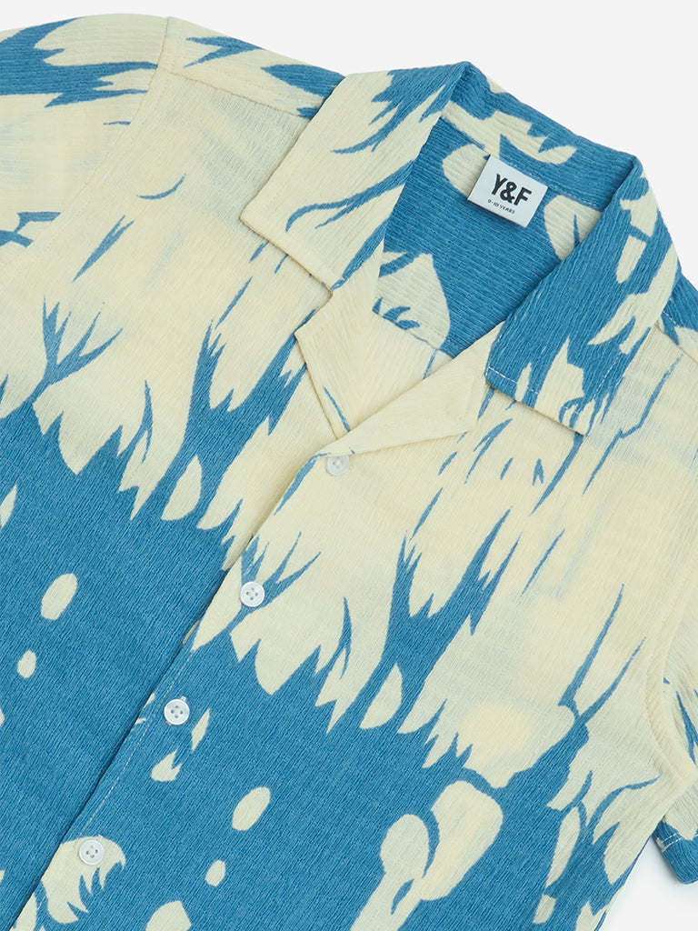 Y&F Kids Blue Abstract Design Resort-Fit Shirt - Image 3