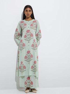 Zuba Sage Mughal Butta Printed Palazzos