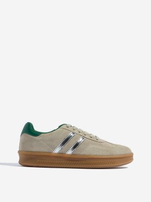 LUNA BLU Beige Suede Lace-Up Sneakers