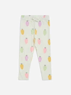 HOP Kids Off-White High-Rise Cotton-Blend Leggings