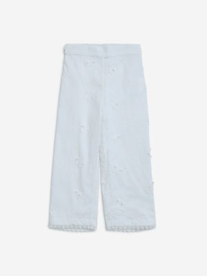 HOP Kids Off-White High-Rise Cotton Pants