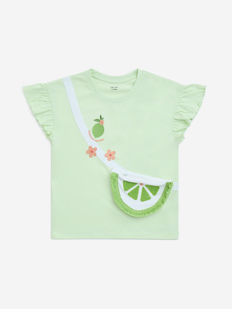 HOP Kids Lime Pouch-Detailed Cotton Top