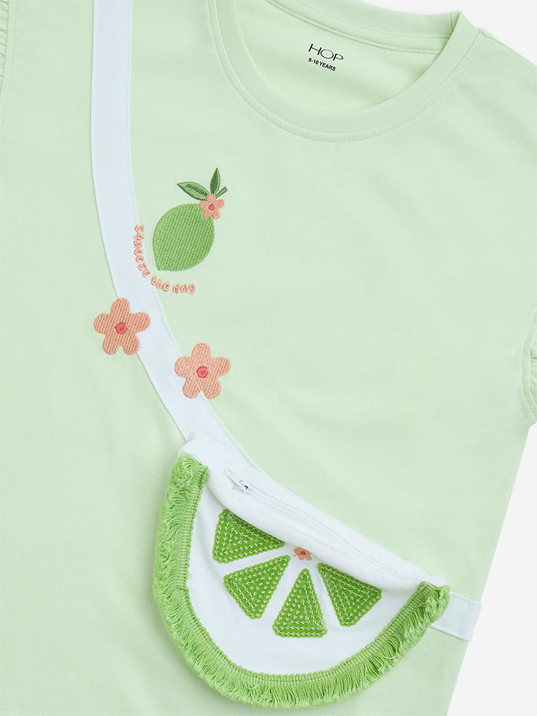 HOP Kids Lime Pouch-Detailed Cotton Top - Image 3