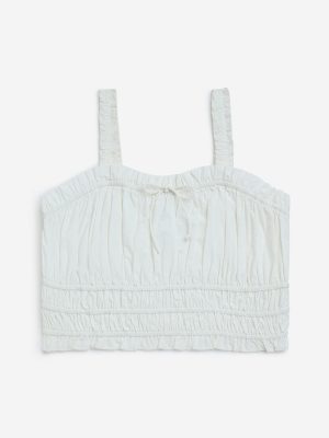 Y&F Kids White Smocked Cotton Top
