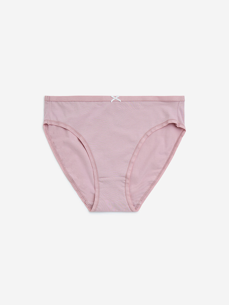 Wunderlove Purple Hi-Leg Cotton-Blend Briefs - Pack of 3 - Image 3