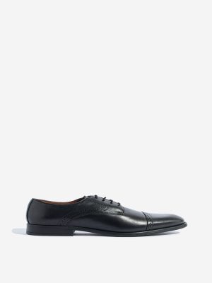 SOLEPLAY Black Perforated Leather Formal Lace-Up Shoes