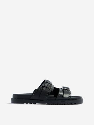 SOLEPLAY Black Stud-Detailed Sandals