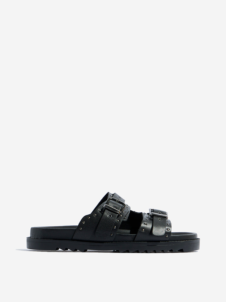 SOLEPLAY Black Stud-Detailed Sandals