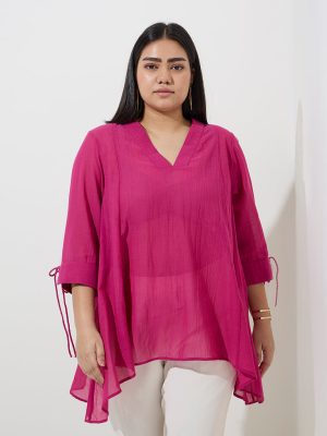 Gia Fuchsia Asymmetrical Blouse