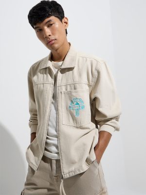 Nuon Beige Relaxed-Fit Denim Jacket