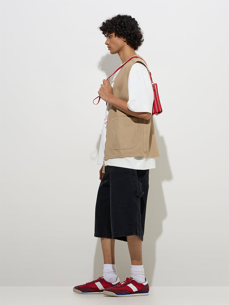 Nuon Taupe Relaxed-Fit Cotton Jacket