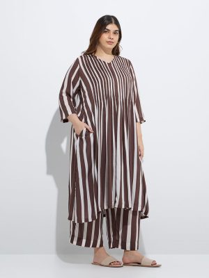 Diza Brown Striped Ethnic Pants