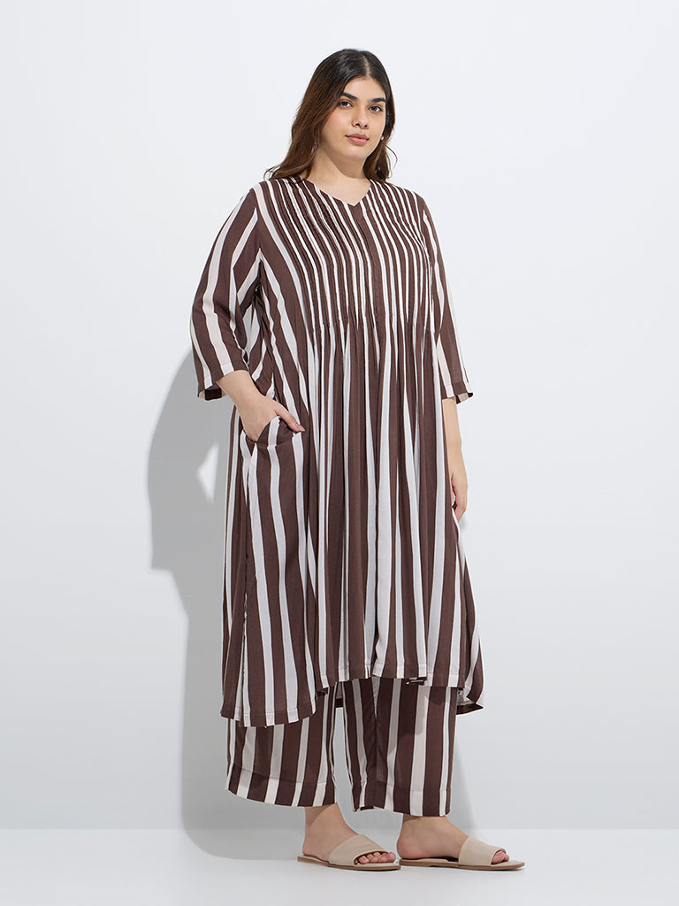 Diza Brown Striped Ethnic Pants