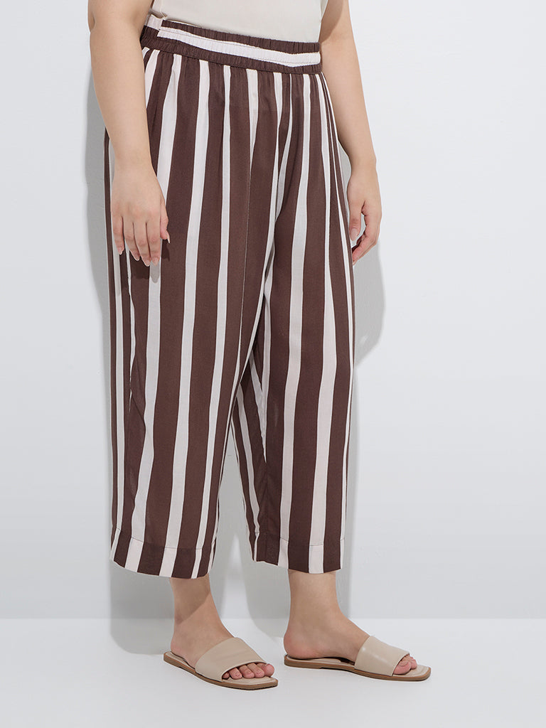 Diza Brown Striped Ethnic Pants - Image 2