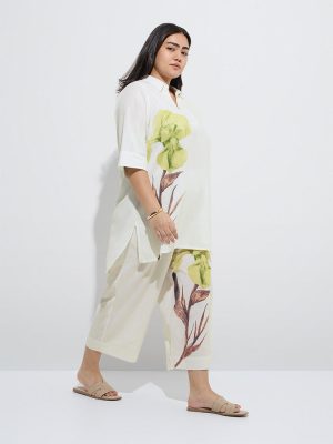Diza Off-White Floral Printed Cotton-Blend Tunic