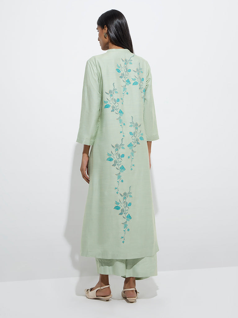 Zuba Sage Botanical-Inspired A-Line Kurta - Image 4