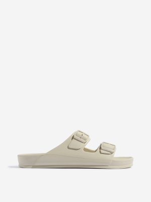 SOLEPLAY Ivory Dual-Strap Slip-On Sandals