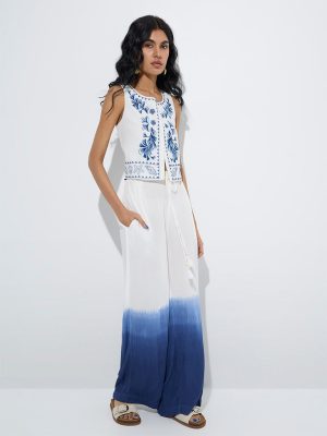 Bombay Paisley Indigo Ombre-Finish Pants