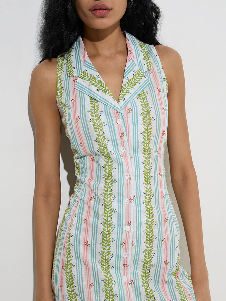 Bombay Paisley Multicolour Printed Cotton Shirt Dress - Image 3